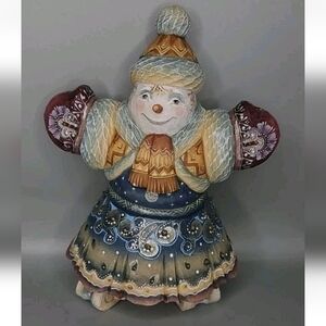 Vintage 2002 52485 G DeBrekht Big Hug Whimsical Snowman Christmas 102/1200